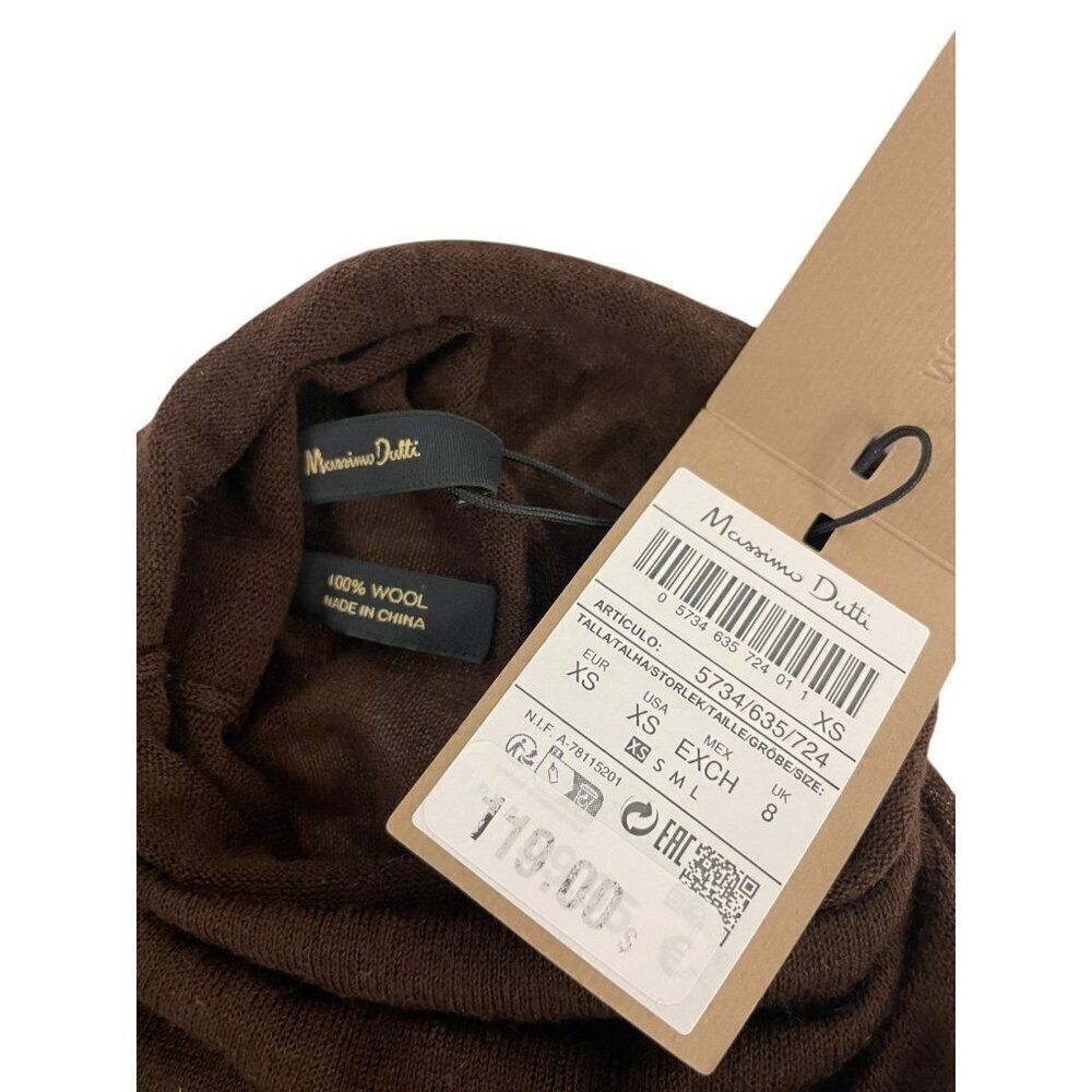Massimo Dutti Womens Sweater XS Brown Turtleneck Wool Long Sleeve 5734/635 NWT - Picture 4 of 7